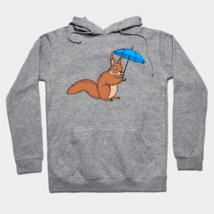 Cute red squirrel with umbrella cartoon Hoodie